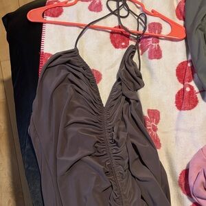 Zara Halter Dress in Taupe